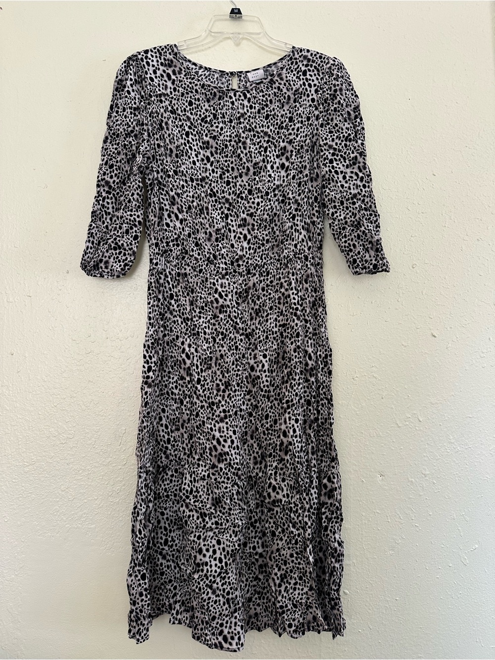 a new day Black and White Leopard Midi Dress EUC